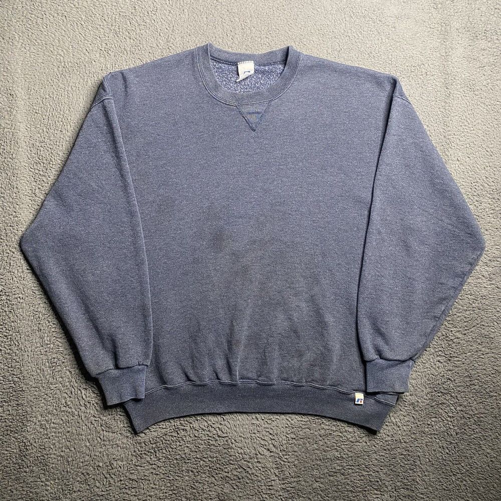 Vintage 90s Russell Athletic Men's Sweatshirt Crew Neck Size 2XL Blue Pullover